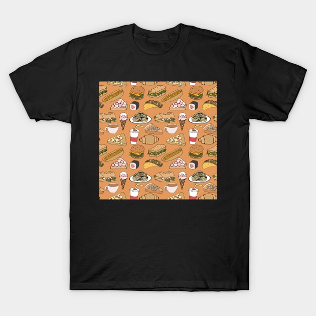 Fast Foods Patterns T-Shirt by casualism